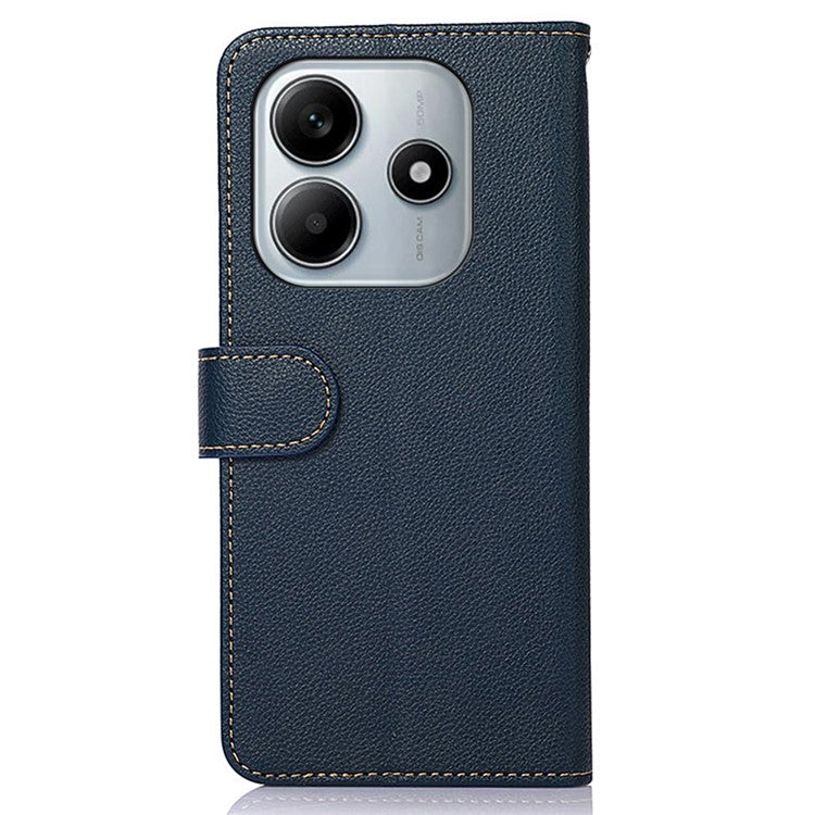 KHAZNEH For Xiaomi Redmi Note 14 5G Case RFID Blocking Wallet PU Leather Phone Cover - Blue