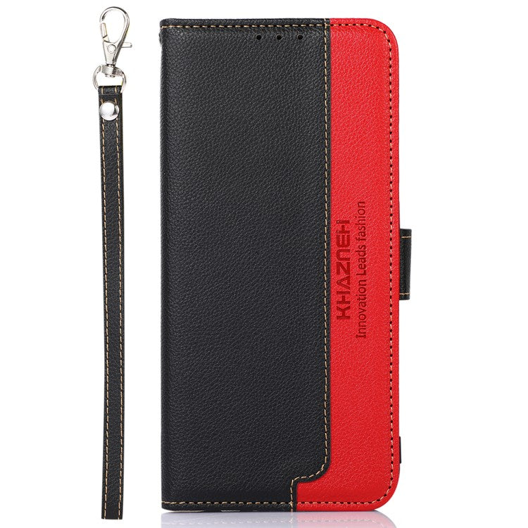 KHAZNEH For Xiaomi Redmi Note 14 5G Case RFID Blocking Wallet PU Leather Phone Cover - Black