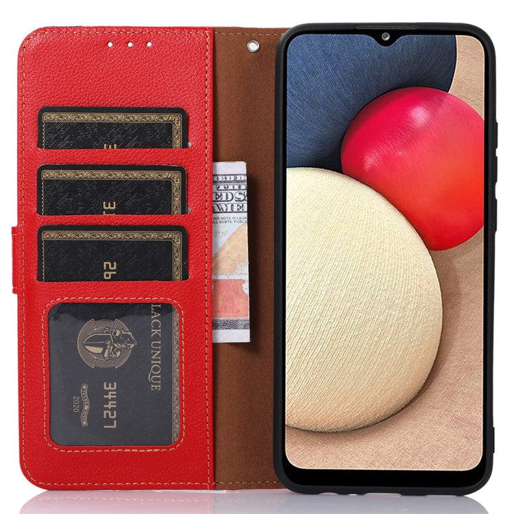 KHAZNEH For Xiaomi Redmi Note 14 5G Case RFID Blocking Wallet PU Leather Phone Cover - Red