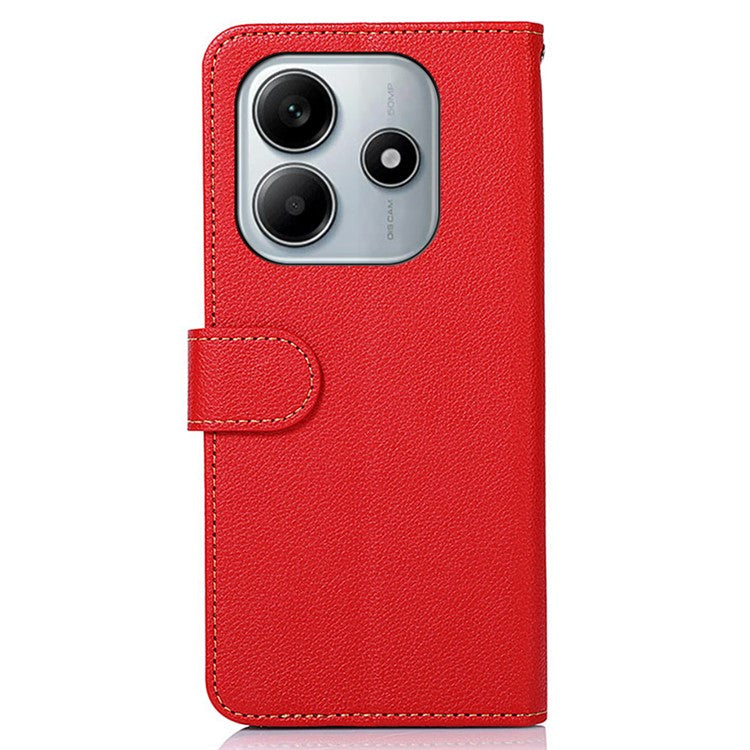 KHAZNEH For Xiaomi Redmi Note 14 5G Case RFID Blocking Wallet PU Leather Phone Cover - Red