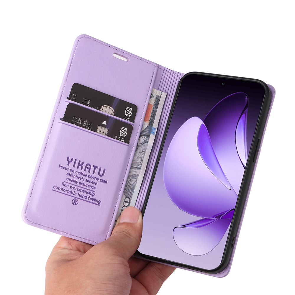 For Oppo Reno13 Pro 5G Phone Cases YIKATU Magnetic Closure PU Leather Mobile Cover - Light Purple