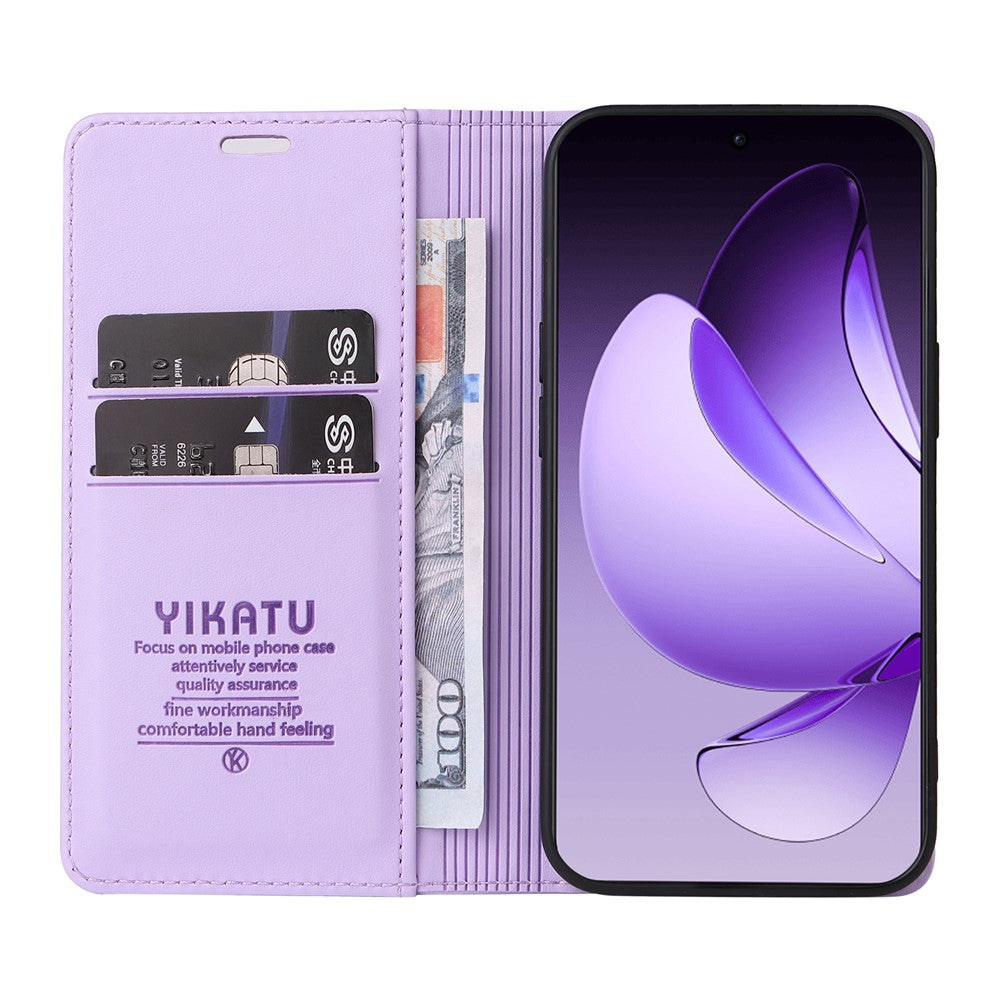 For Oppo Reno13 Pro 5G Phone Cases YIKATU Magnetic Closure PU Leather Mobile Cover - Light Purple