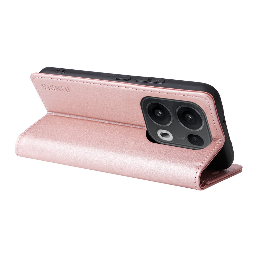 For Oppo Reno13 Pro 5G Phone Cases YIKATU Magnetic Closure PU Leather Mobile Cover - Rose Gold