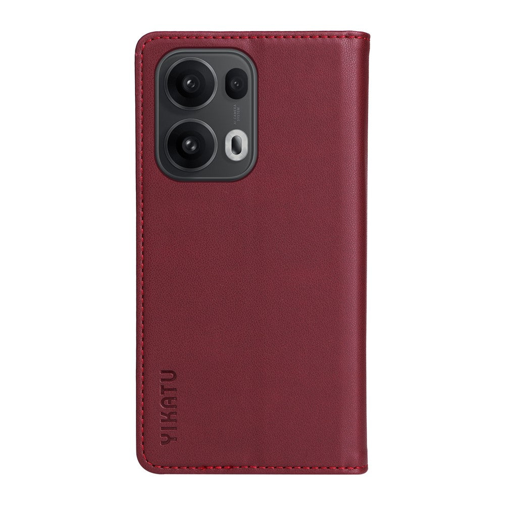 For Oppo Reno13 Pro 5G Phone Cases YIKATU Magnetic Closure PU Leather Mobile Cover - Wine Red