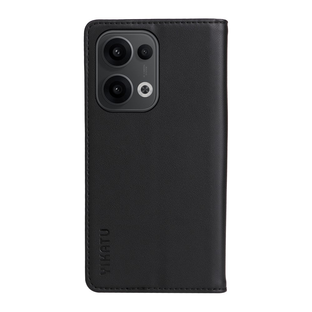 For Oppo Reno13 5G (Global) Phone Cases YIKATU Magnetic Closure PU Leather Mobile Cover - Black