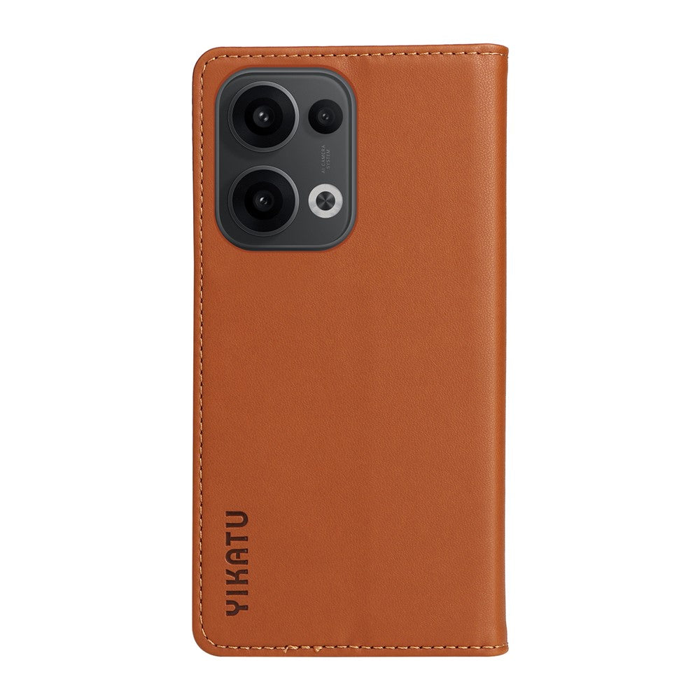 For Oppo Reno13 5G (Global) Phone Cases YIKATU Magnetic Closure PU Leather Mobile Cover - Brown