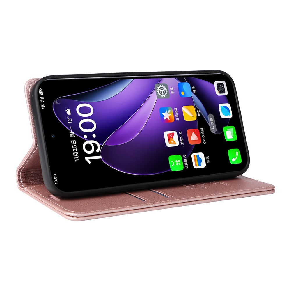 For Oppo Reno13 5G (Global) Phone Cases YIKATU Magnetic Closure PU Leather Mobile Cover - Rose Gold