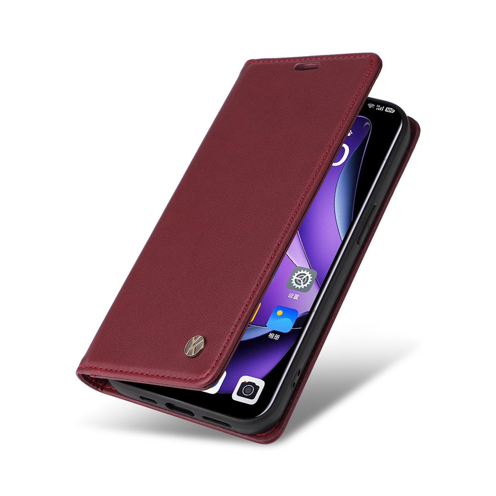 For Oppo Reno13 5G (Global) Phone Cases YIKATU Magnetic Closure PU Leather Mobile Cover - Wine Red
