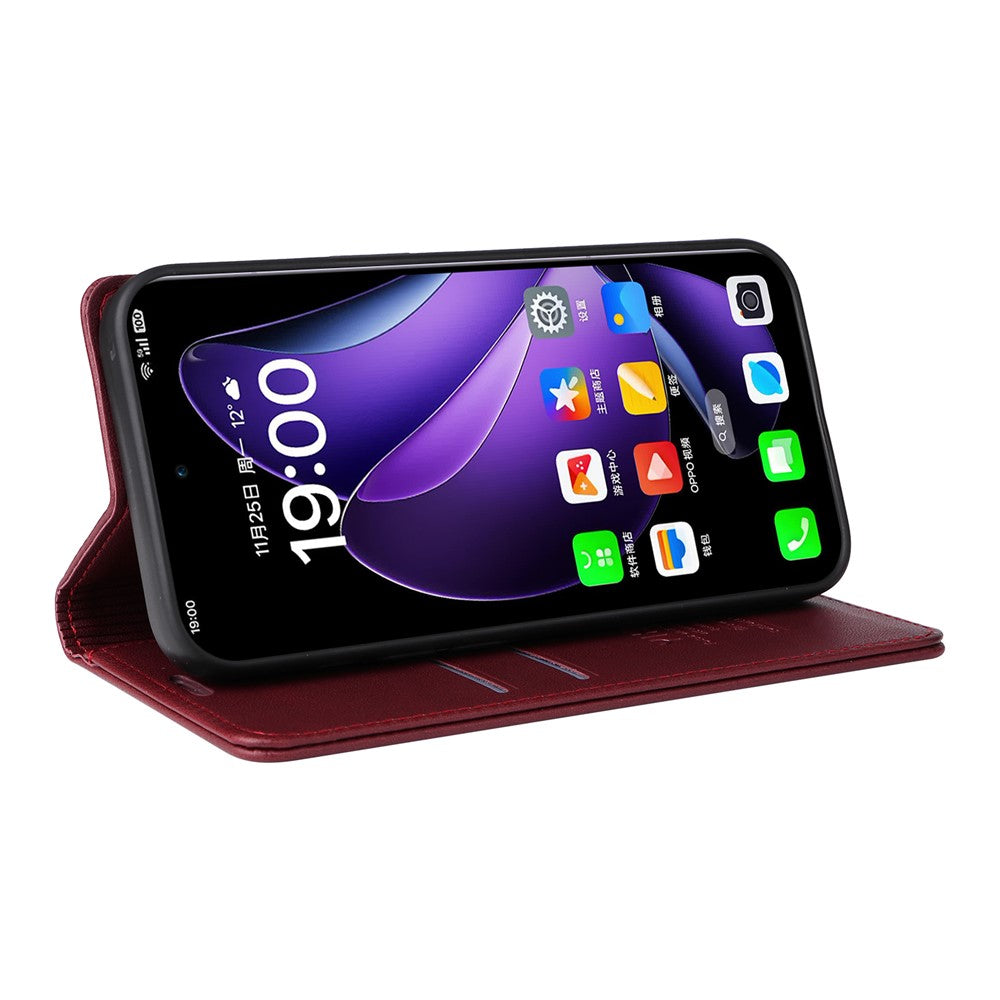 For Oppo Reno13 5G (Global) Phone Cases YIKATU Magnetic Closure PU Leather Mobile Cover - Wine Red