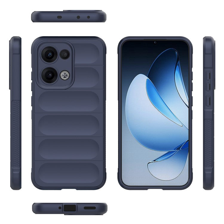 For Oppo Reno13 5G (Global) Case Anti-Drop Soft TPU Rugged Phone Back Cover - Dark Blue