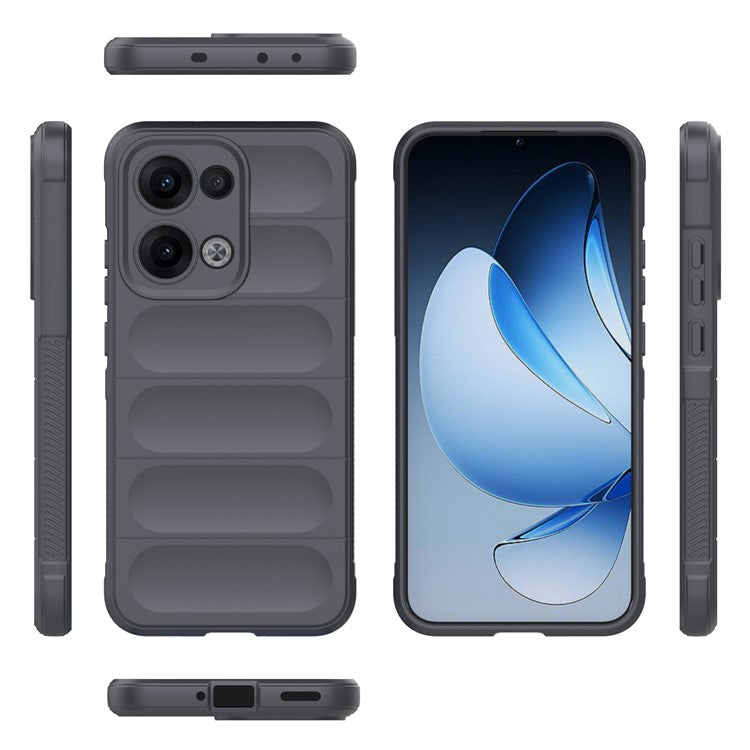 For Oppo Reno13 5G (Global) Case Anti-Drop Soft TPU Rugged Phone Back Cover - Dark Grey