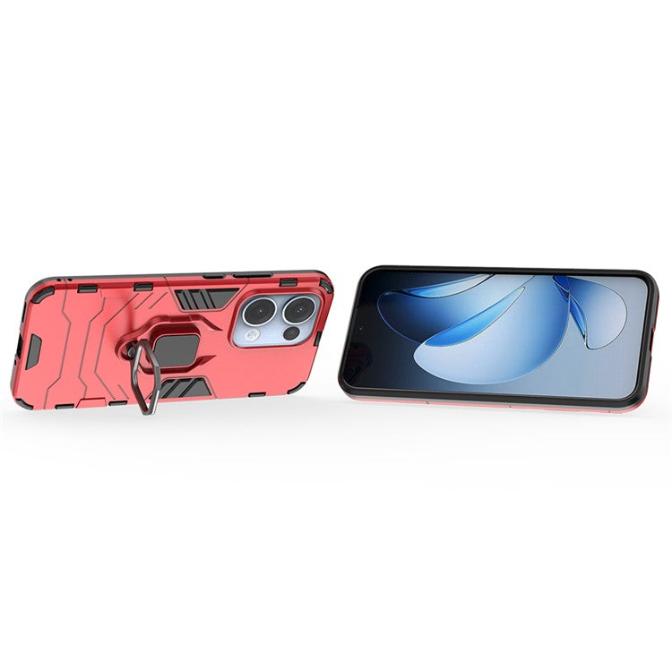 For Oppo Reno13 5G (Global) Case PC + TPU Protective Phone Cover with Ring Kickstand - Red