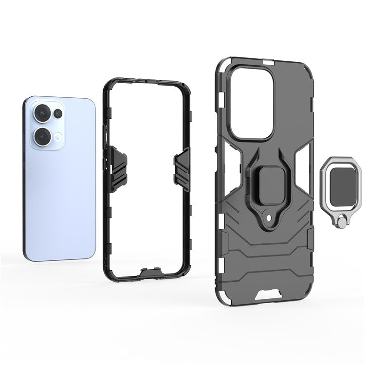 For Oppo Reno13 5G (Global) Case PC + TPU Protective Phone Cover with Ring Kickstand - Red