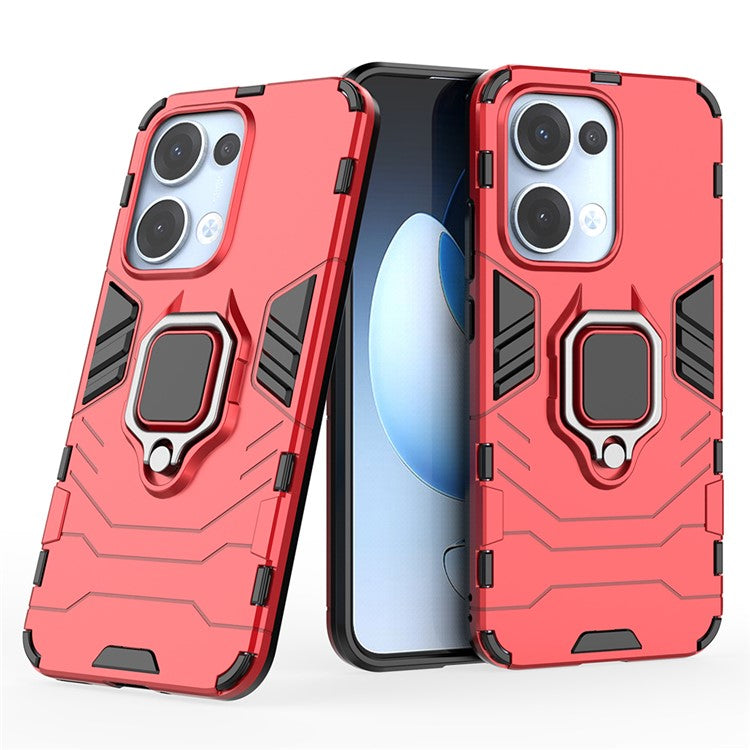 For Oppo Reno13 5G (Global) Case PC + TPU Protective Phone Cover with Ring Kickstand - Red