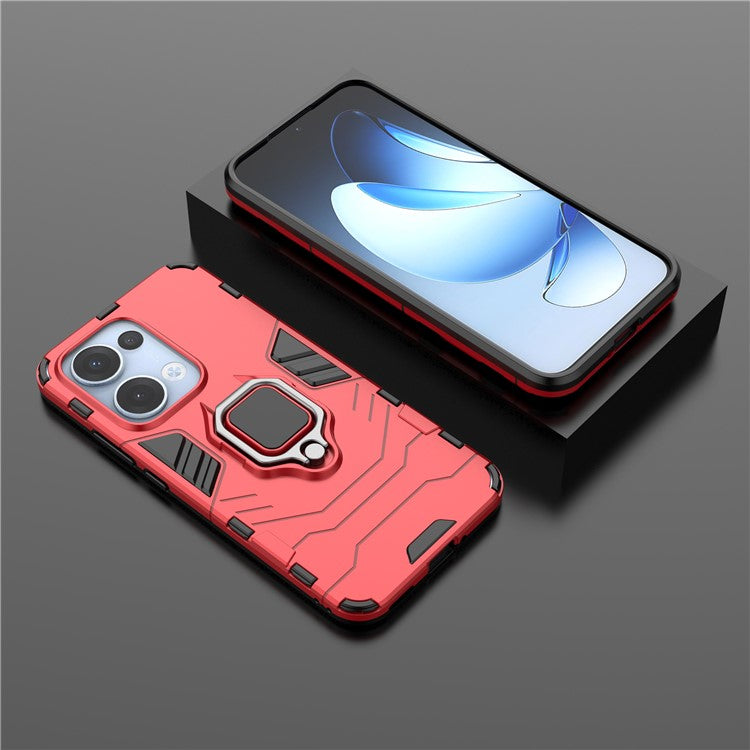 For Oppo Reno13 5G (Global) Case PC + TPU Protective Phone Cover with Ring Kickstand - Red