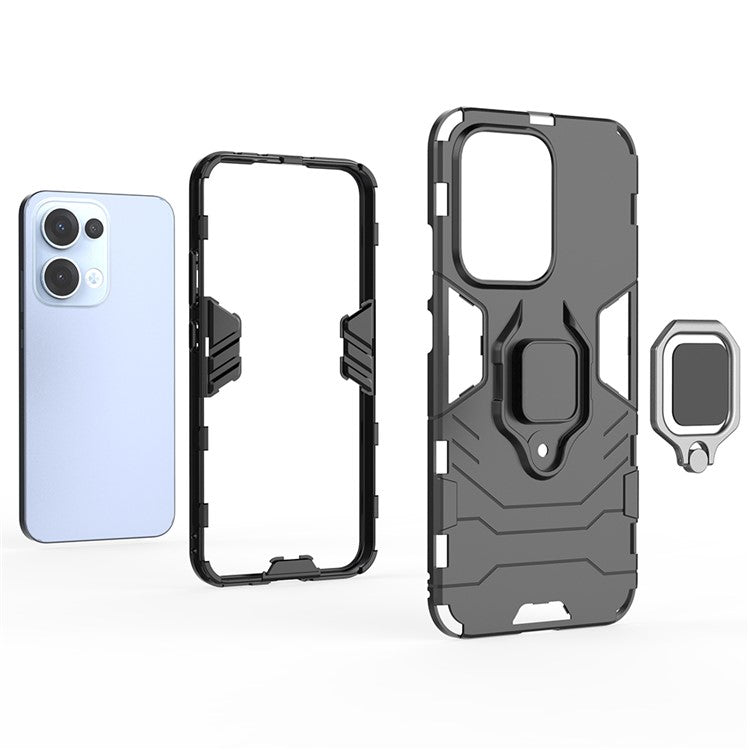 For Oppo Reno13 5G (Global) Case PC + TPU Protective Phone Cover with Ring Kickstand - Blue