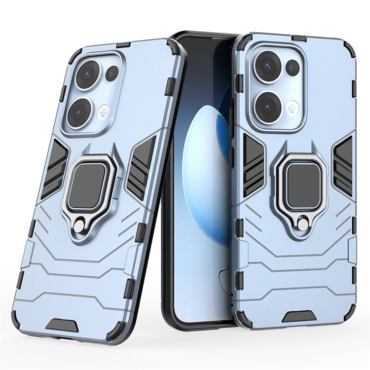 For Oppo Reno13 5G (Global) Case PC + TPU Protective Phone Cover with Ring Kickstand - Blue