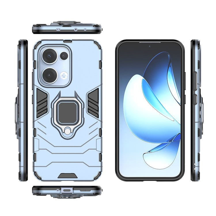 For Oppo Reno13 5G (Global) Case PC + TPU Protective Phone Cover with Ring Kickstand - Blue