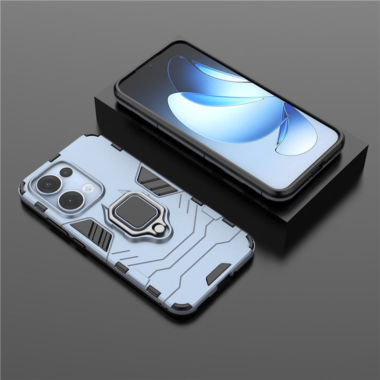 For Oppo Reno13 5G (Global) Case PC + TPU Protective Phone Cover with Ring Kickstand - Blue