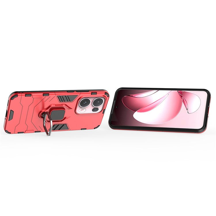 For Oppo Reno13 Pro 5G Case PC + TPU Protective Phone Cover with Ring Kickstand - Red