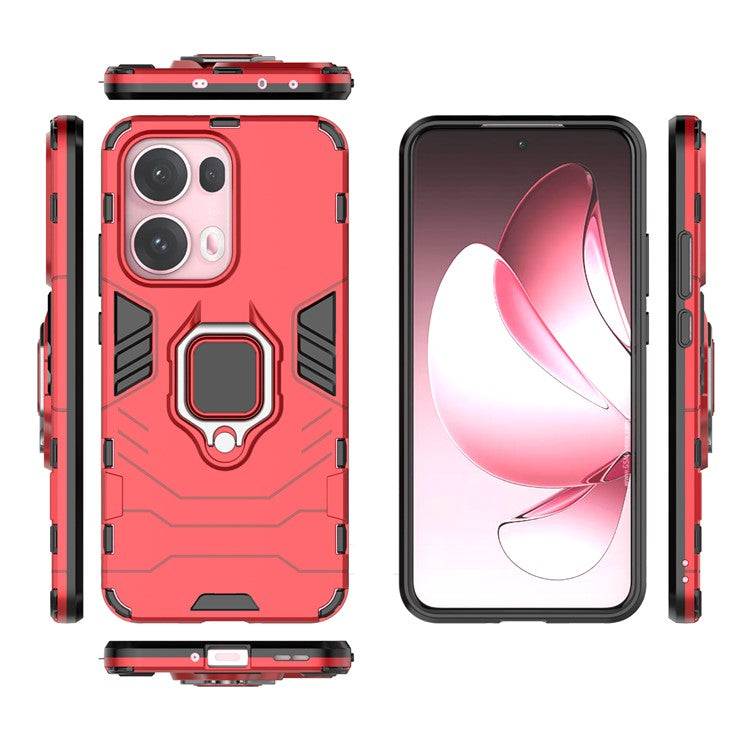 For Oppo Reno13 Pro 5G Case PC + TPU Protective Phone Cover with Ring Kickstand - Red