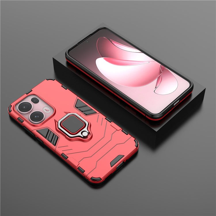 For Oppo Reno13 Pro 5G Case PC + TPU Protective Phone Cover with Ring Kickstand - Red