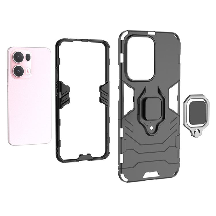 For Oppo Reno13 Pro 5G Case PC + TPU Protective Phone Cover with Ring Kickstand - Blue