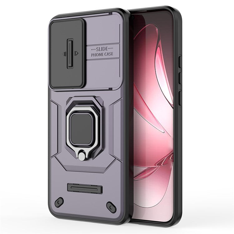For Oppo Reno13 Pro 5G Case PC + TPU Kickstand Phone Protector with Lens Cover - Purple