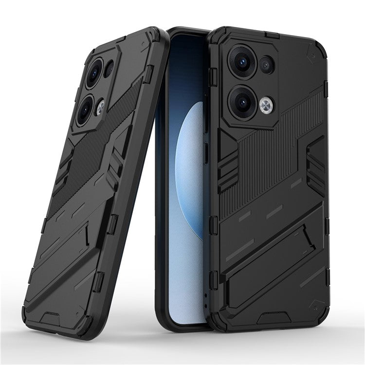 For Oppo Reno13 5G (Global) Case PC + TPU Shockproof Phone Cover with Kickstand - Black