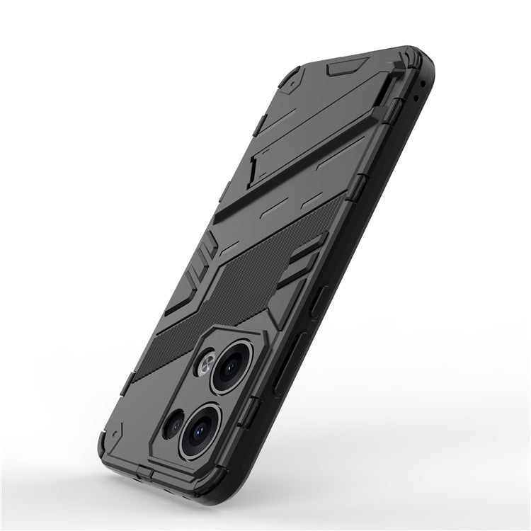 For Oppo Reno13 5G (Global) Case PC + TPU Shockproof Phone Cover with Kickstand - Black