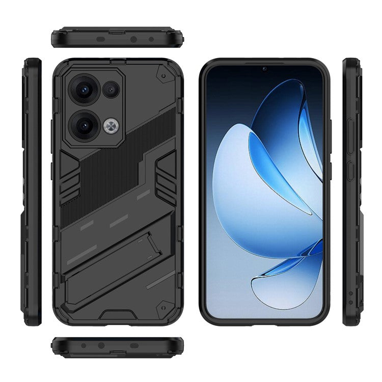 For Oppo Reno13 5G (Global) Case PC + TPU Shockproof Phone Cover with Kickstand - Black