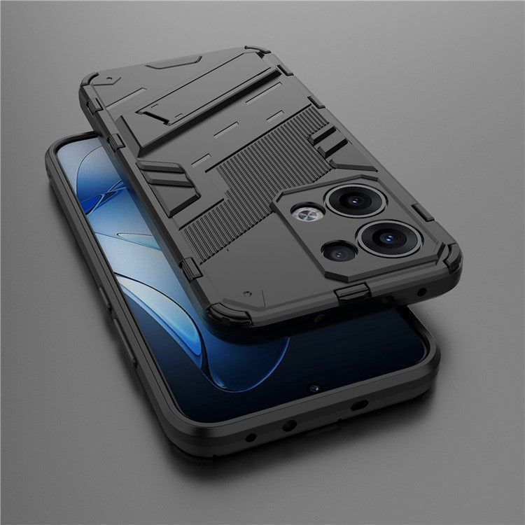 For Oppo Reno13 5G (Global) Case PC + TPU Shockproof Phone Cover with Kickstand - Black