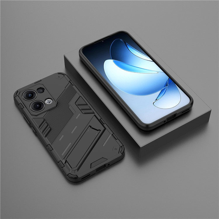 For Oppo Reno13 5G (Global) Case PC + TPU Shockproof Phone Cover with Kickstand - Black