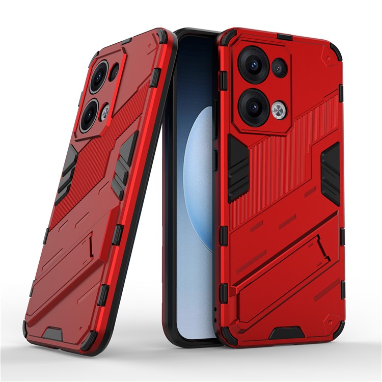 For Oppo Reno13 5G (Global) Case PC + TPU Shockproof Phone Cover with Kickstand - Red