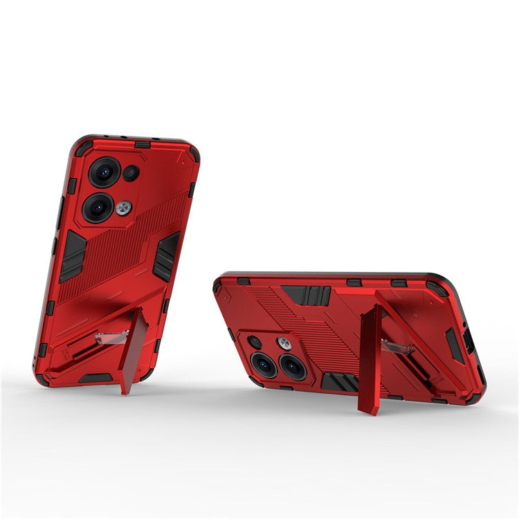 For Oppo Reno13 5G (Global) Case PC + TPU Shockproof Phone Cover with Kickstand - Red