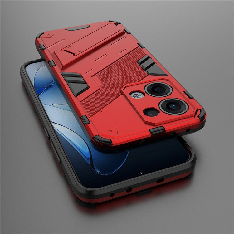 For Oppo Reno13 5G (Global) Case PC + TPU Shockproof Phone Cover with Kickstand - Red