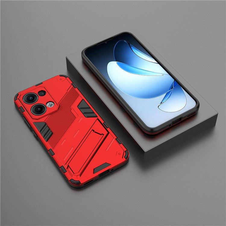 For Oppo Reno13 5G (Global) Case PC + TPU Shockproof Phone Cover with Kickstand - Red
