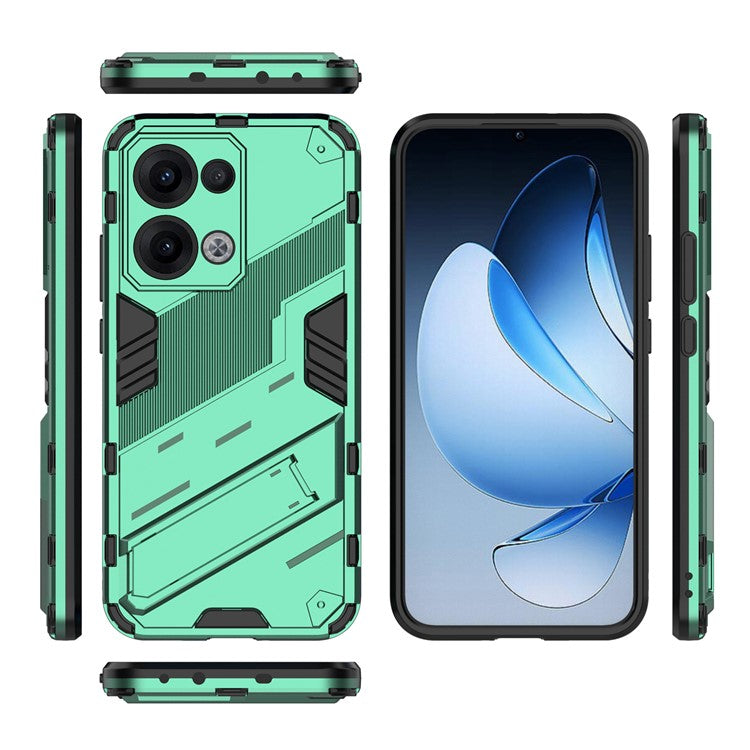 For Oppo Reno13 5G (Global) Case PC + TPU Shockproof Phone Cover with Kickstand - Green