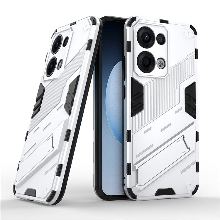 For Oppo Reno13 5G (Global) Case PC + TPU Shockproof Phone Cover with Kickstand - White