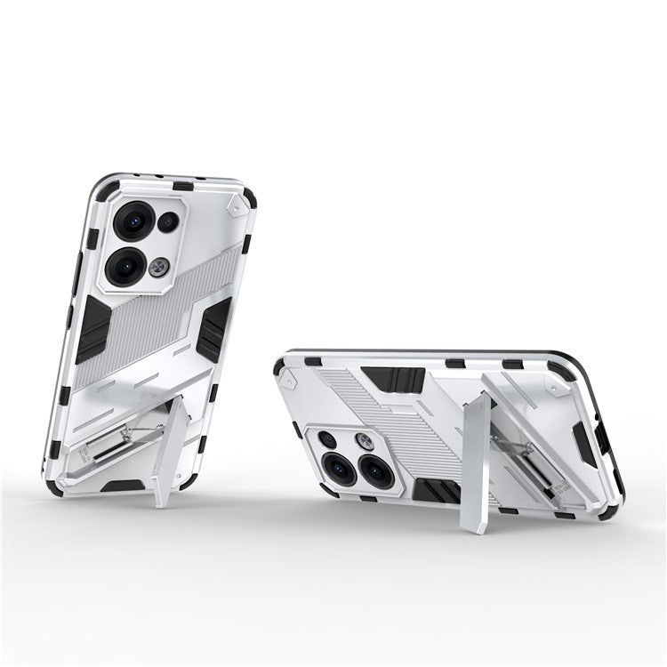 For Oppo Reno13 5G (Global) Case PC + TPU Shockproof Phone Cover with Kickstand - White
