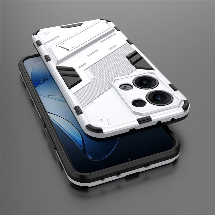 For Oppo Reno13 5G (Global) Case PC + TPU Shockproof Phone Cover with Kickstand - White