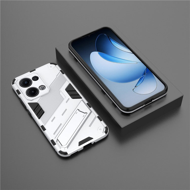 For Oppo Reno13 5G (Global) Case PC + TPU Shockproof Phone Cover with Kickstand - White