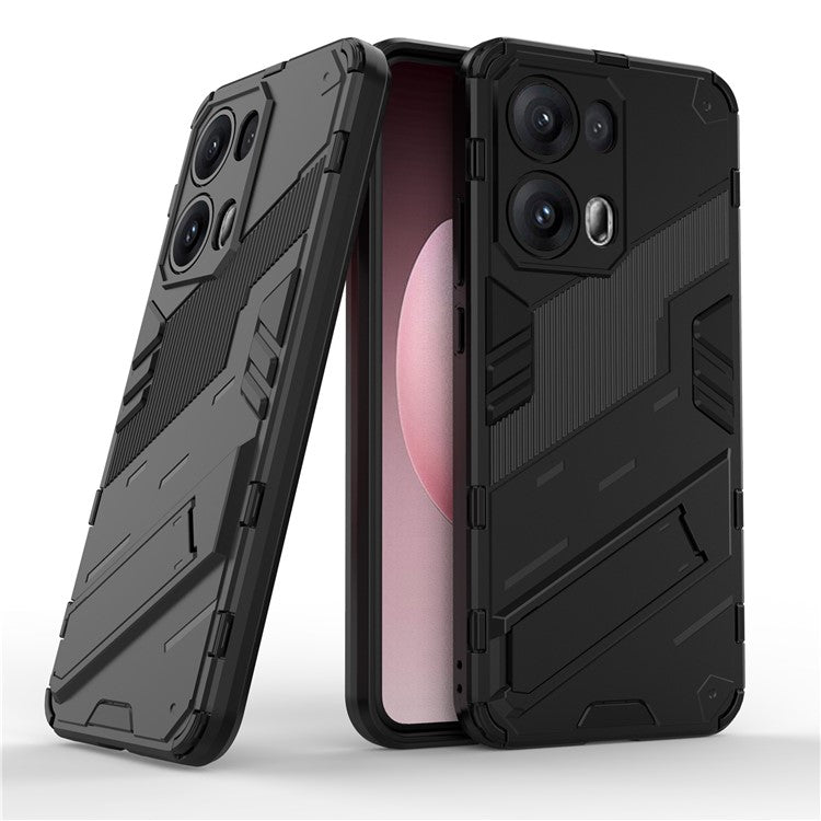 For Oppo Reno13 Pro 5G Case PC + TPU Shockproof Phone Cover with Kickstand - Black