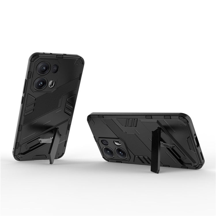 For Oppo Reno13 Pro 5G Case PC + TPU Shockproof Phone Cover with Kickstand - Black