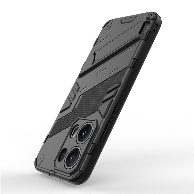 For Oppo Reno13 Pro 5G Case PC + TPU Shockproof Phone Cover with Kickstand - Black