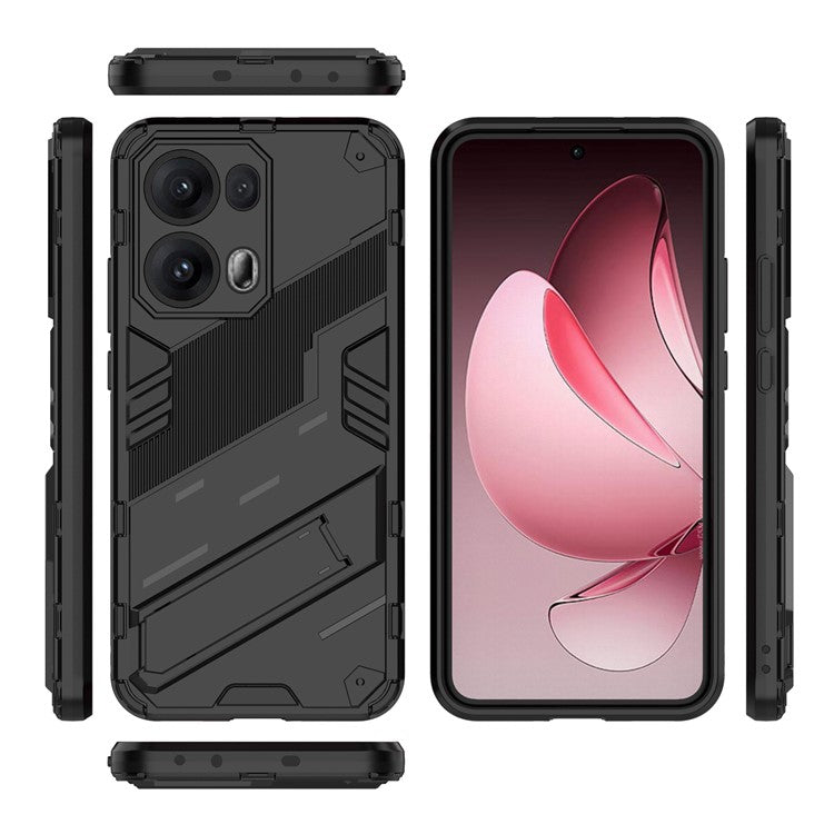 For Oppo Reno13 Pro 5G Case PC + TPU Shockproof Phone Cover with Kickstand - Black