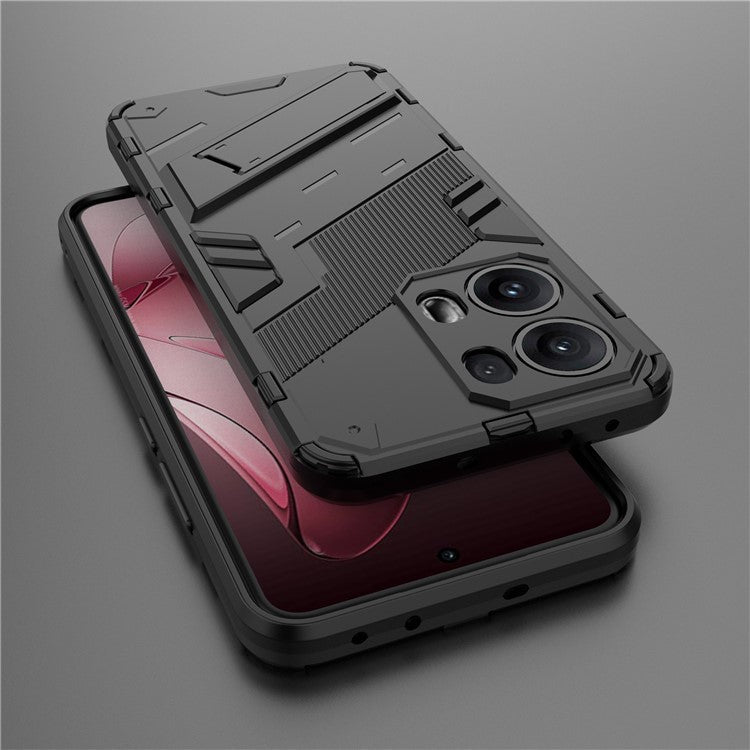 For Oppo Reno13 Pro 5G Case PC + TPU Shockproof Phone Cover with Kickstand - Black