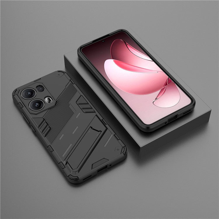 For Oppo Reno13 Pro 5G Case PC + TPU Shockproof Phone Cover with Kickstand - Black
