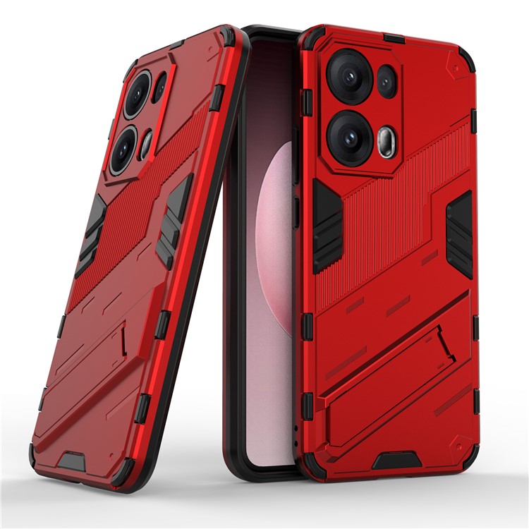 For Oppo Reno13 Pro 5G Case PC + TPU Shockproof Phone Cover with Kickstand - Red