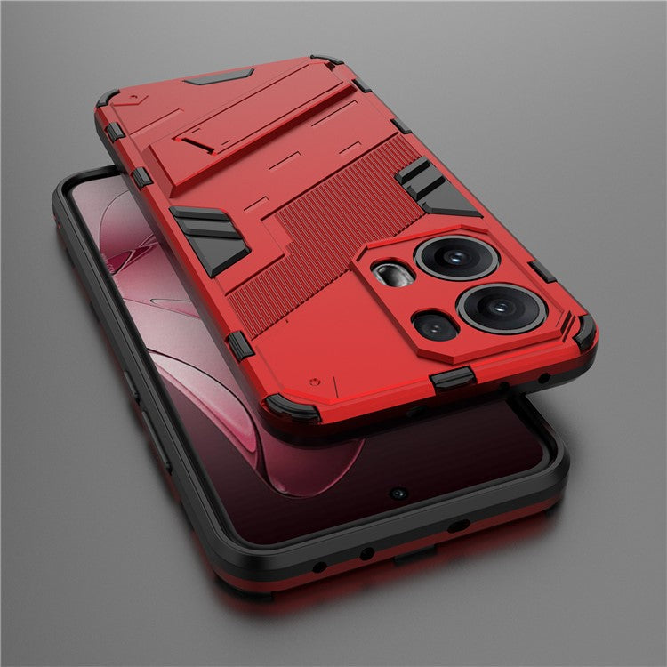For Oppo Reno13 Pro 5G Case PC + TPU Shockproof Phone Cover with Kickstand - Red